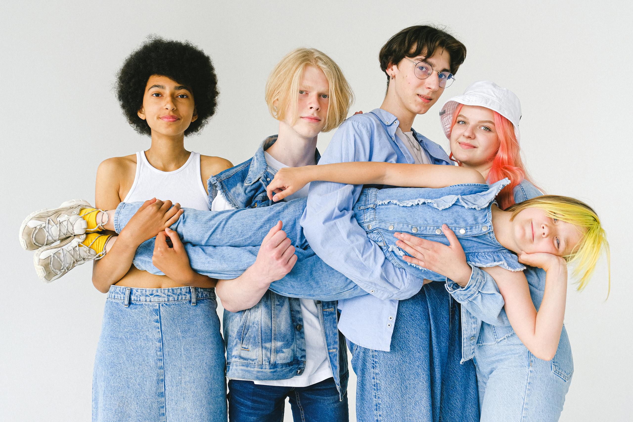 Group of diverse teenager friends looking at camera